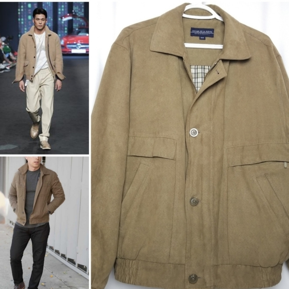 Oscar De La Renta Brown Faux Suede Unisex Blouson / Barn Jacket 🐻🤎